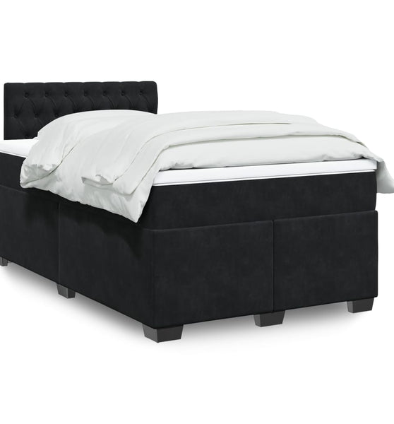 Boxspringbett mit Matratze Schwarz 120x190 cm Samt