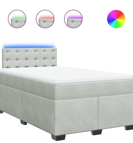 Boxspringbett mit Matratze Hellgrau 120x190 cm Samt