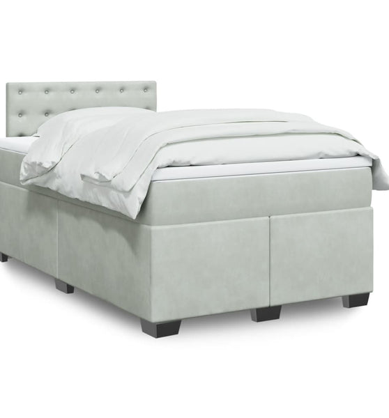 Boxspringbett mit Matratze Hellgrau 120x190 cm Samt