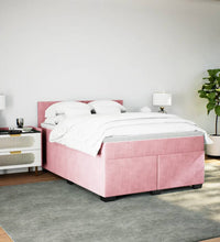 Boxspringbett mit Matratze Rosa 140x190 cm Samt