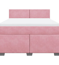 Boxspringbett mit Matratze Rosa 140x190 cm Samt