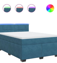 Boxspringbett mit Matratze Blau 140x190 cm Samt