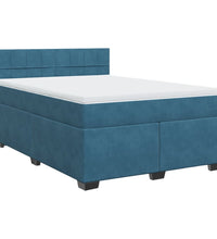 Boxspringbett mit Matratze Blau 140x190 cm Samt