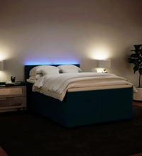 Boxspringbett mit Matratze Blau 140x190 cm Samt