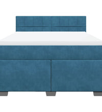 Boxspringbett mit Matratze Blau 140x190 cm Samt