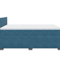 Boxspringbett mit Matratze Blau 140x190 cm Samt