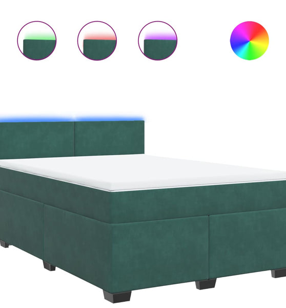 Boxspringbett mit Matratze Dunkelgrün 160x200 cm Samt