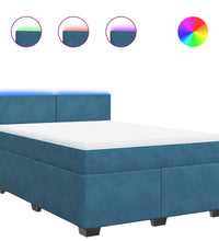 Boxspringbett mit Matratze Blau 160x200 cm Samt