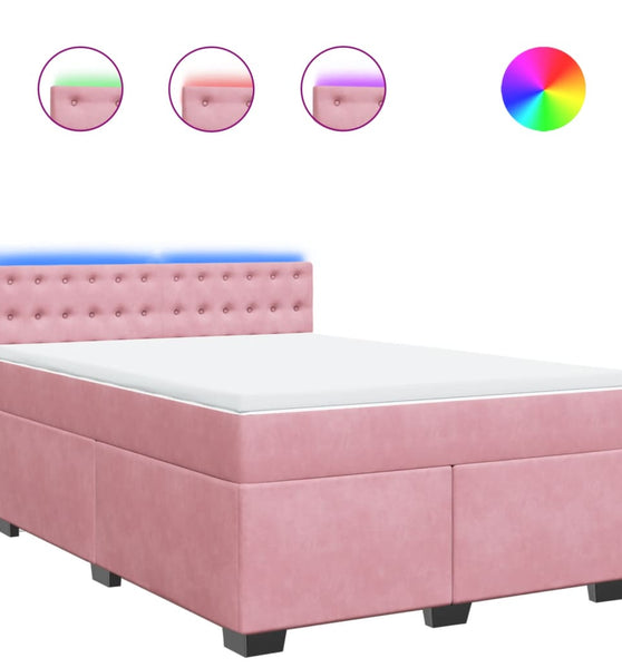 Boxspringbett mit Matratze Rosa 160x200 cm Samt