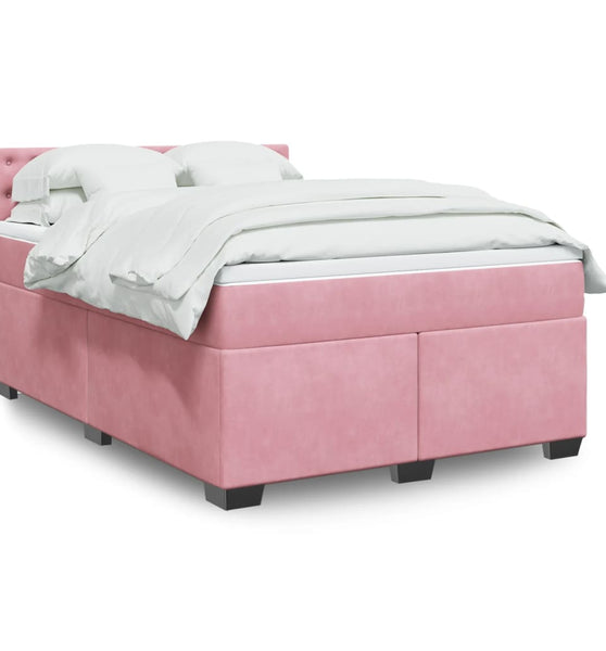 Boxspringbett mit Matratze Rosa 160x200 cm Samt