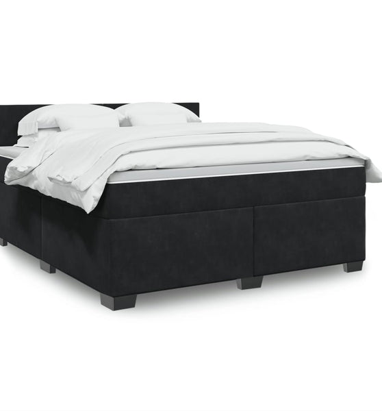 Boxspringbett mit Matratze Schwarz 180x200 cm Samt
