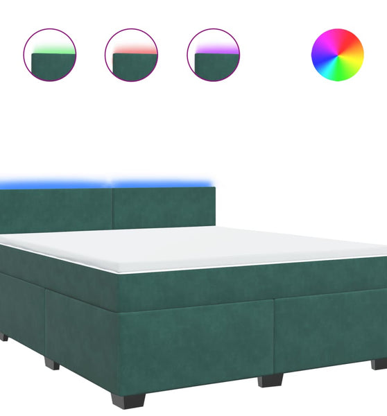 Boxspringbett mit Matratze Dunkelgrün 180x200 cm Samt