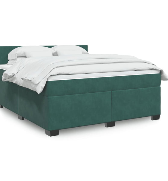 Boxspringbett mit Matratze Dunkelgrün 180x200 cm Samt