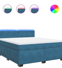 Boxspringbett mit Matratze Blau 180x200 cm Samt