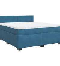 Boxspringbett mit Matratze Blau 180x200 cm Samt