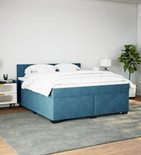 Boxspringbett mit Matratze Blau 180x200 cm Samt