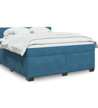 Boxspringbett mit Matratze Blau 180x200 cm Samt