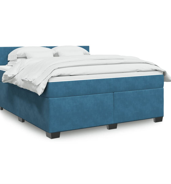 Boxspringbett mit Matratze Blau 180x200 cm Samt