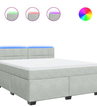Boxspringbett mit Matratze Hellgrau 180x200 cm Samt