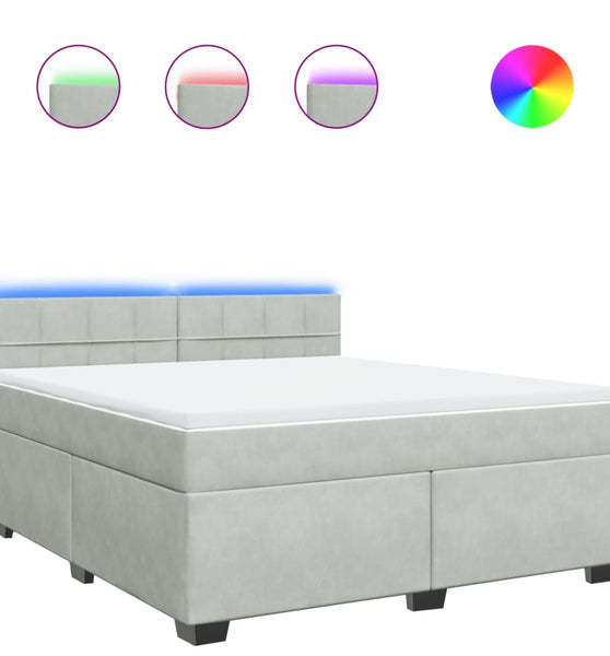 Boxspringbett mit Matratze Hellgrau 180x200 cm Samt