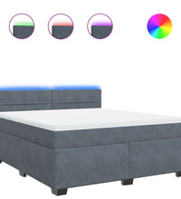 Boxspringbett mit Matratze Dunkelgrau 180x200 cm Samt