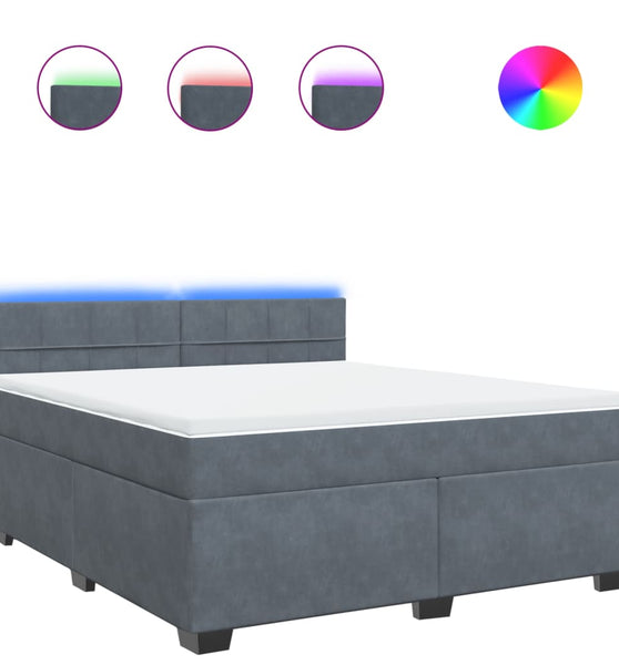 Boxspringbett mit Matratze Dunkelgrau 180x200 cm Samt