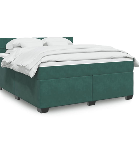 Boxspringbett mit Matratze Dunkelgrün 180x200 cm Samt
