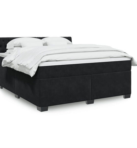 Boxspringbett mit Matratze Schwarz 180x200 cm Samt