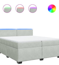 Boxspringbett mit Matratze Hellgrau 200x200 cm Samt
