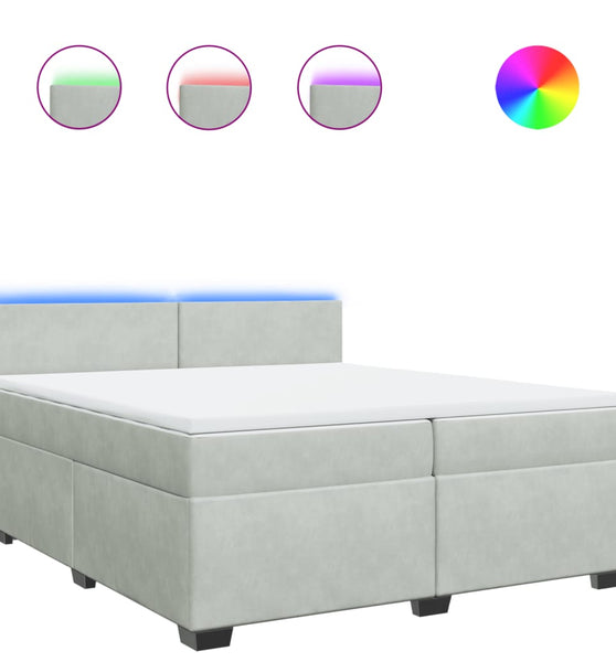 Boxspringbett mit Matratze Hellgrau 200x200 cm Samt
