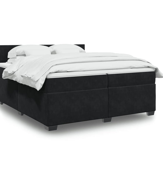 Boxspringbett mit Matratze Schwarz 200x200 cm Samt