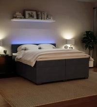 Boxspringbett mit Matratze Dunkelgrau 200x200 cm Samt