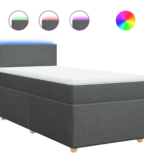 Boxspringbett mit Matratze Dunkelgrau 80x200 cm Stoff