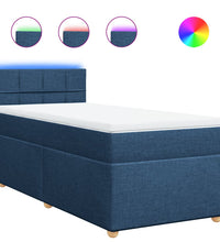 Boxspringbett mit Matratze Blau 80x200 cm Stoff
