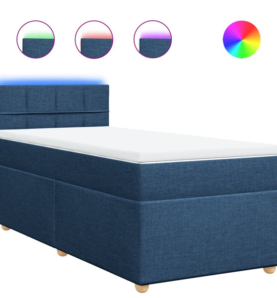 Boxspringbett mit Matratze Blau 80x200 cm Stoff