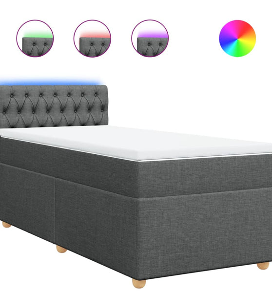 Boxspringbett mit Matratze Dunkelgrau 80x200 cm Stoff