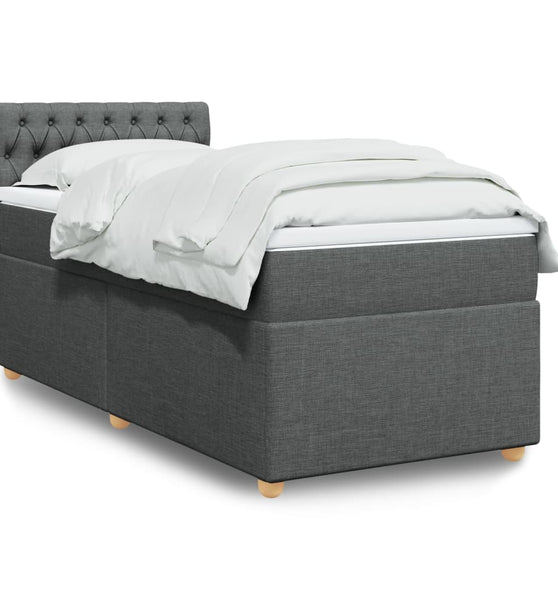 Boxspringbett mit Matratze Dunkelgrau 80x200 cm Stoff