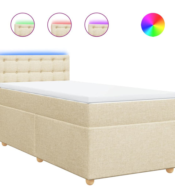 Boxspringbett mit Matratze Creme 80x200 cm Stoff