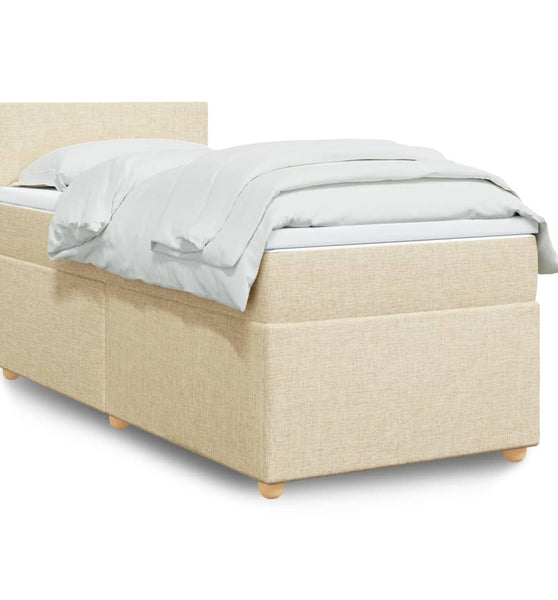 Boxspringbett mit Matratze Creme 90x190 cm Stoff