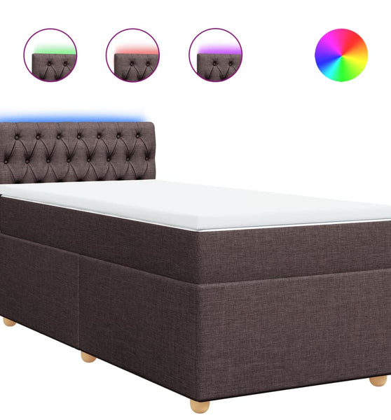 Boxspringbett mit Matratze Dunkelbraun 90x190 cm Stoff