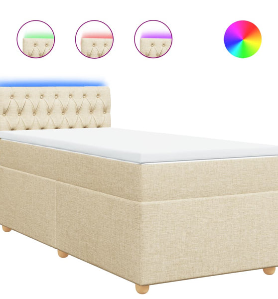 Boxspringbett mit Matratze Creme 90x190 cm Stoff
