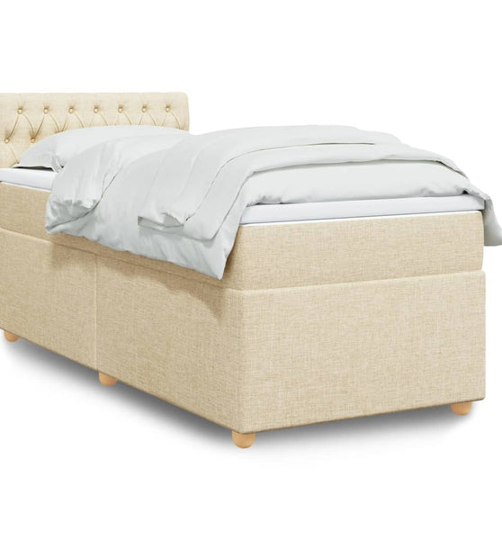 Boxspringbett mit Matratze Creme 90x190 cm Stoff