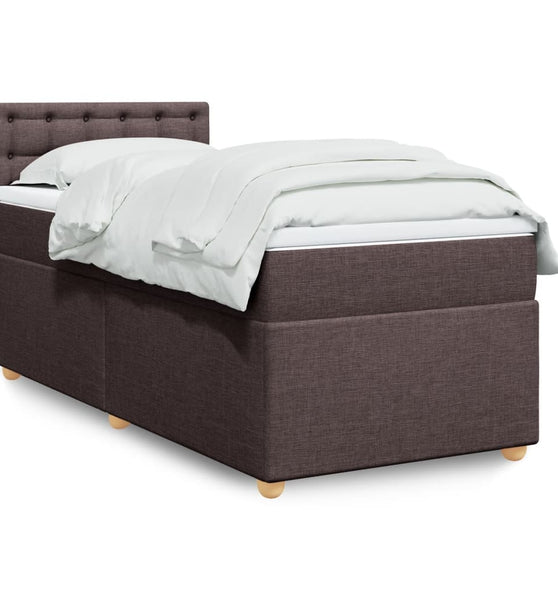 Boxspringbett mit Matratze Dunkelbraun 90x190 cm Stoff