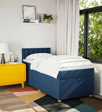 Boxspringbett mit Matratze Blau 90x190 cm Stoff