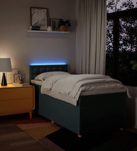 Boxspringbett mit Matratze Blau 90x190 cm Stoff