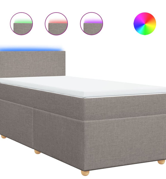 Boxspringbett mit Matratze Taupe 90x200 cm Stoff
