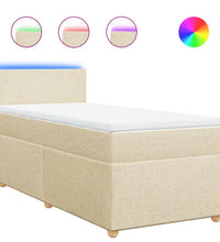 Boxspringbett mit Matratze Creme 90x200 cm Stoff