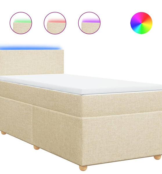 Boxspringbett mit Matratze Creme 90x200 cm Stoff