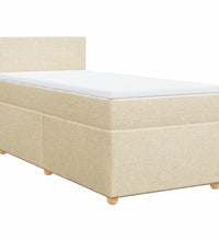 Boxspringbett mit Matratze Creme 90x200 cm Stoff