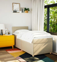 Boxspringbett mit Matratze Creme 90x200 cm Stoff